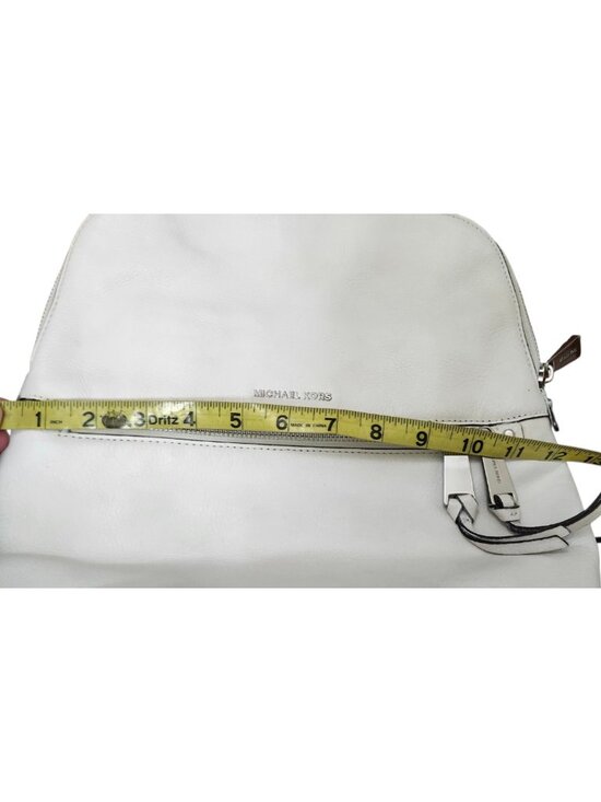 Michael Kors White Leather Backpack Women MK Gold Hardware Medium Travel Work main image 12